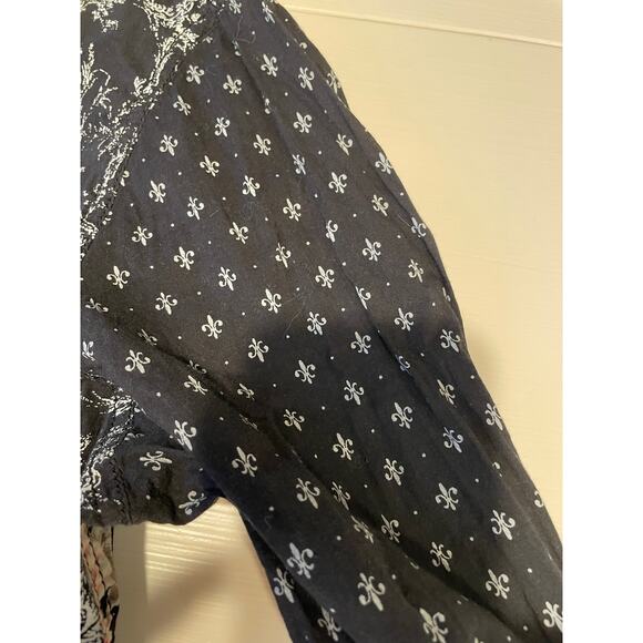 Cino Crinkle Button Up Blouse Long Sleeves Cotton Roll Tabs Sz L Shabby Chic - Picture 12 of 16